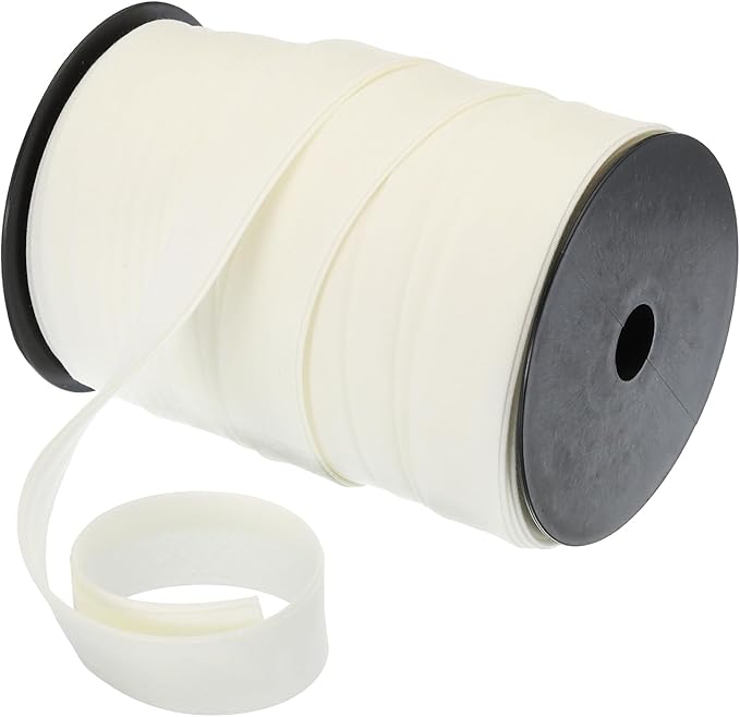 MECCANIXITY 1 Inch Double Fold Bias Tape Polyester Continuous Bulk Bias Tape for Sewing,Seaming Quilting Hemming Binding Crafts (Beige White 55 Yards)