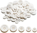 Sewing Buttons - Craft Buttons, 5 Sizes of 100 Pcs Versatile Buttons for Sewing, DIY Projects and Holiday Decoration (White)