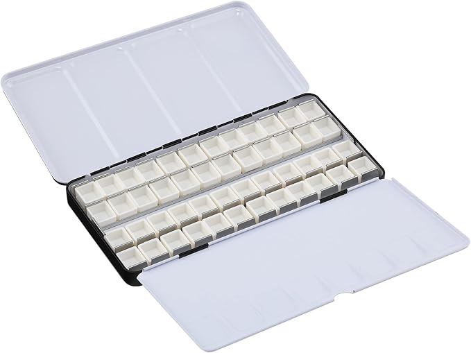 Watercolor Palettes - Empty Half Pan Boxes and Palette for Artists, Watercolor Painting, Students, Color Theory, & More! - 48 Half Pans