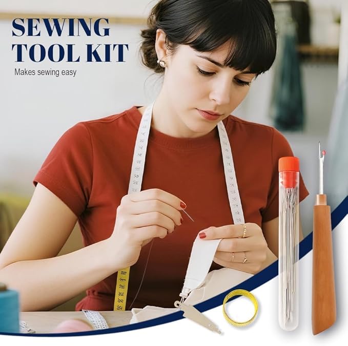 2026 Upgrade Steel Needles for Hand Sewing, Big Eye Stainless Steel Sewing Needles Kit, Portable Sewing Tool Set DIY Embroidery Crafting Kit Tool for Beginners Professional DIY Lovers (A2#34PCS)