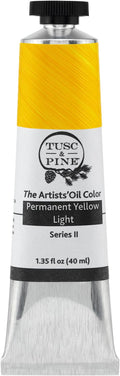 Tusc & Pine Artist Oil Paint - Permanent Yellow Light, 40 ml, Non-Yellowing, Rich & Creamy Consistency, Maximum Pigment Load, Small Batch Milled Oil Paints Made in the USA for Professional Artists