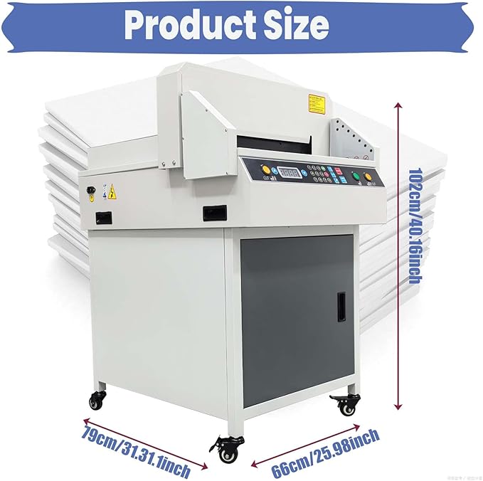 Yokoma Commercial Electric Paper Cutter Guillotine, 17.7in Width and 1.97in Thickness Industrial Paper Trimmer, Numerical Control Stack Card Cutting Machine Infrared Protection for Office and School