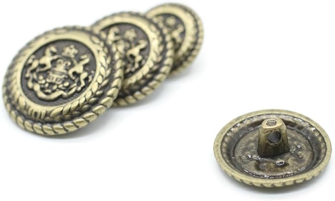 Bronze Metal Shank Buttons - 12 Pcs - 3 Size Options - Twin Horse Round Metal Shank Buttons for Men Women Blazer Coat Uniform Shirt Suit and Jacket Sewing Craft DIY N16801