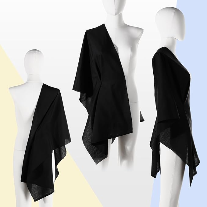 VitalCozy 1.62 x 20 yd Unbleached Polyester Cotton Muslin Fabric Textile Wide Polyester Cotton Fabric Embroidery Muslin Quilting Linen Material for Sewing Apparel Painting(Black)