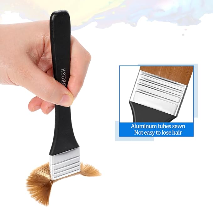 Giantree 5Pcs Flat Paint Brushes for Acrylic Painting, Oil Art Paint Brushes Set, Craft Paint Brushes for Applying Gesso, Acrylic Paint, Oil Paint, Watercolor