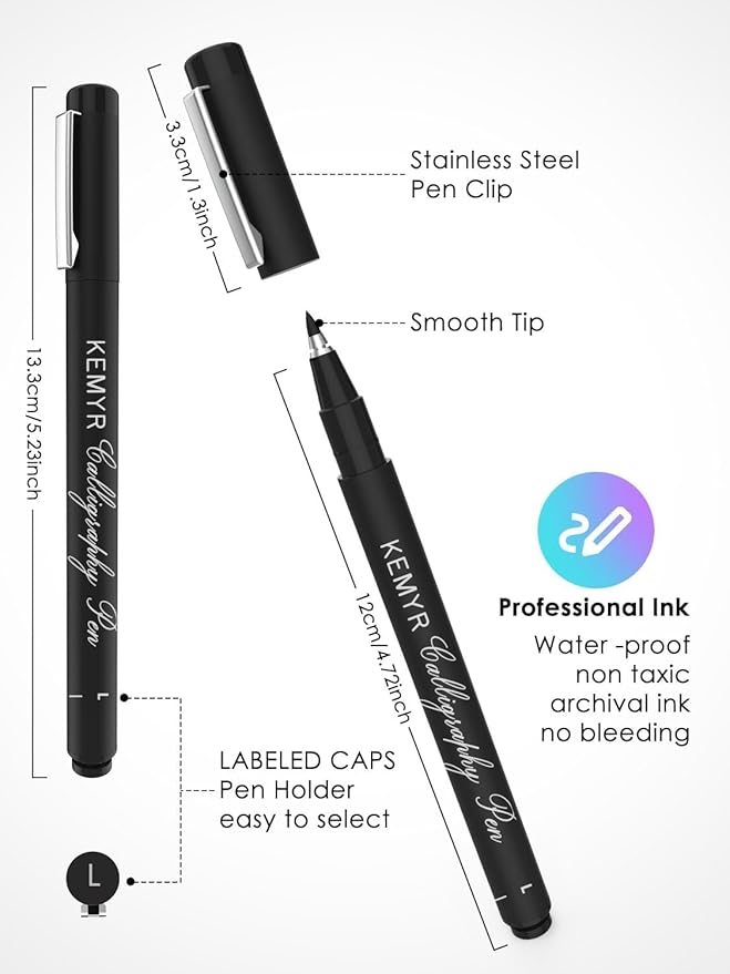 9 Micro Fine liner Drawing Art Pens Calligraphy Pens: 0.05mm-BR Size Black Art supplies Waterproof Archival Black Ink Markers For Artists,Use for Professional Watercolor,Sketching