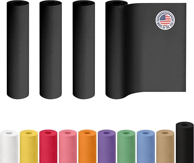 Black Kraft Paper Roll 24" x 2160" (180 feet), Pack of 4 - USA-Made Quality Black Paper 50lb Thickness for Packing, Shipping & Crafts/Arts - 100% Recyclable Natural Wrap Material by IDL Packaging