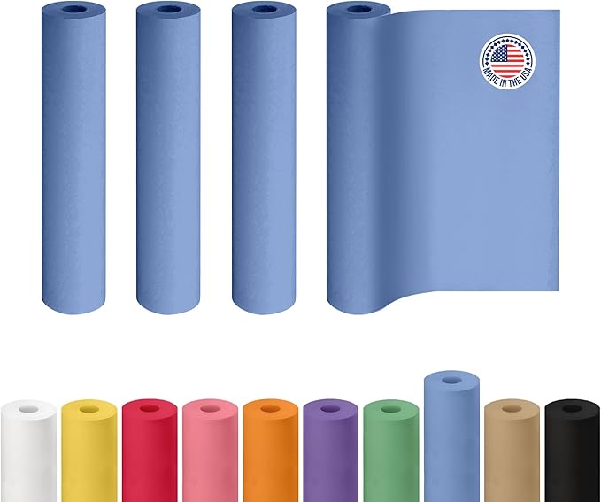 18" x 1200" (100 ft) Blue Kraft Paper Roll, Pack of 4 - USA-Made Quality Craft Paper for Gift Wrapping, Kids' Arts & Crafts, School Projects - 100% Recycled, 50 lb Natural Material by IDL Packaging