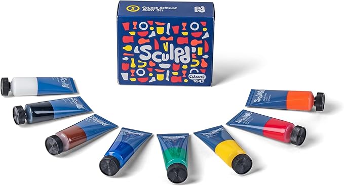 Sculpd Acrylic Paint Set, 8 x 22ml Tubes of Premium Coloured Acrylic, Heavy Body & Vibrant Colours, Paint on Air Dry Clay, Canvas, Ceramic, Fabric, Wood & More, Classic Tones