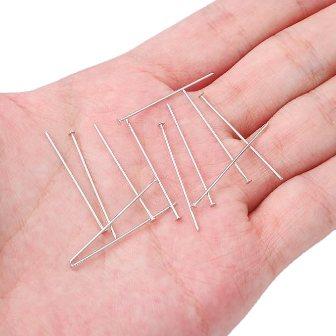Platinum Plated Flat Head Pins Non Tarnish 30mm 200pcs for Jewelry Making Findings