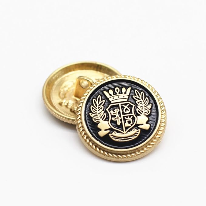 14 Pieces Black Gold Metal Blazer Button Set 18mm 23mm for Blazers, Suits, Sport Coats, Uniform, Jackets (MBM28)