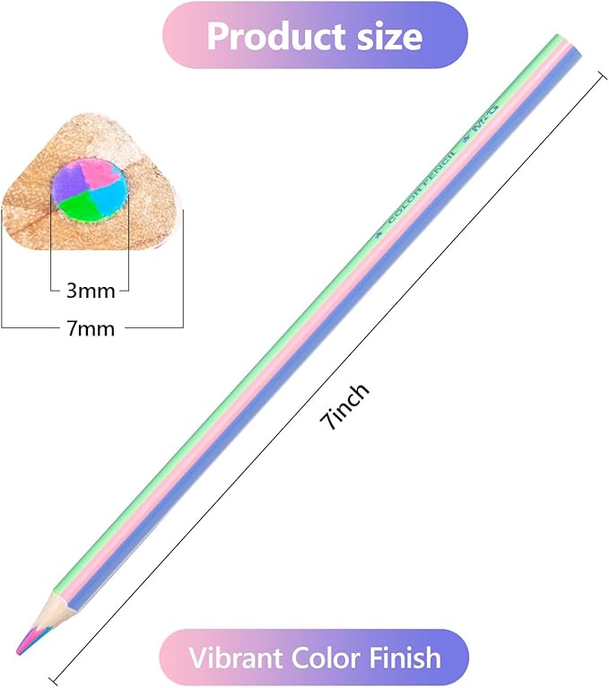 M&G Stocking Stuffers，4 Color in 1 pastel Rainbow Colored Pencils, 6 PCS Drawing Pencil for Adults & Artists, Christmas Coloring Pencils for artists, Professional Art Supplies for Coloring Books