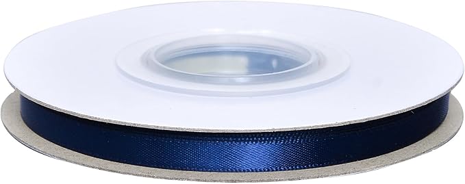 YAMA Navy Blue Double Faced Satin Ribbon, 1/4 Inch 25 Yards, Navy Ribbon for Gift Wrapping Crafts Hair Bows Wedding Party Decoration