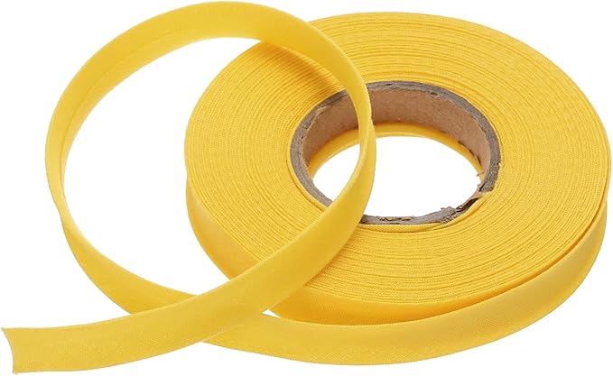MECCANIXITY 1/2 Inch Single Fold Bias Tape Polyester Continuous Bulk Bias Tape for Sewing,Seaming Quilting Hemming Binding Crafts (Yellow 10 Yards)