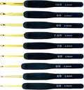 Ergonomic Crochet Hooks Set,Silicone Crochet Hook Knititng Needles for Arthritic Hands Premium Soft Grip Crochet Handles for Crocheting Yarn Craft Projects(2.0mm-6mm,Black)