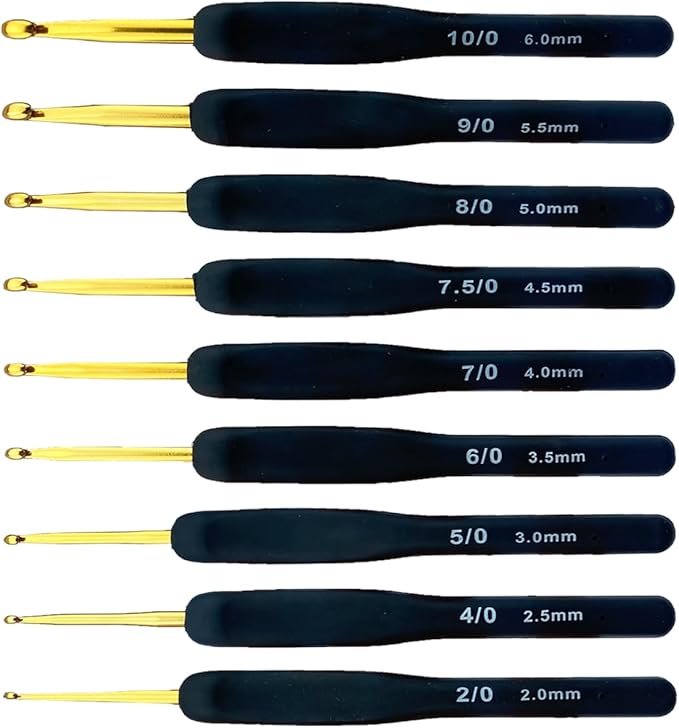 Ergonomic Crochet Hooks Set,Silicone Crochet Hook Knititng Needles for Arthritic Hands Premium Soft Grip Crochet Handles for Crocheting Yarn Craft Projects(2.0mm-6mm,Black)