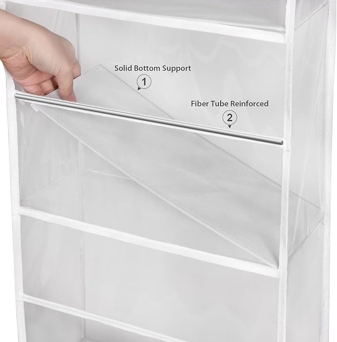 Univivi Door Hanging Yarn Storage Organizer, Knitting and Crochet Organizer Yarn Ball Storage with 5 Clear Plastic Pockets & 2 Big Metal Hooks for Knitting Needles, Crochet Hooks, Yarn Balls, UN0826