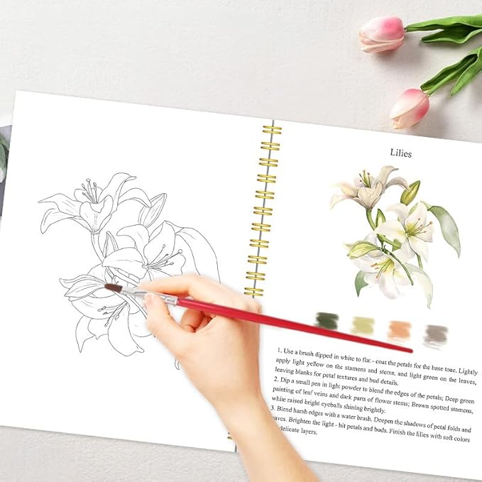 Watercolor Workbooks, 12 Colors Water Color Books Paint Set for Adults, Watercolor Coloring Book for Beginners, Water Color Workbook,Beautiful Paintings for Beginners