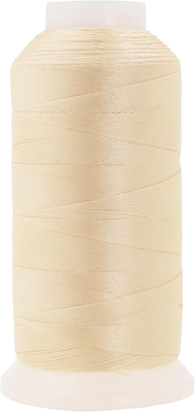 Mandala Crafts Ivory Heavy Duty Thread - 1500 Yds Tex 90 Bonded Polyester Threads for Sewing Drapery, Jeans, Leather, Hair, Outdoor Marine Upholstery