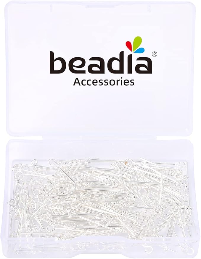 Silver Plated Open Eye Pins Non Tarnish 20mm 200pcs for Jewelry Making Findings
