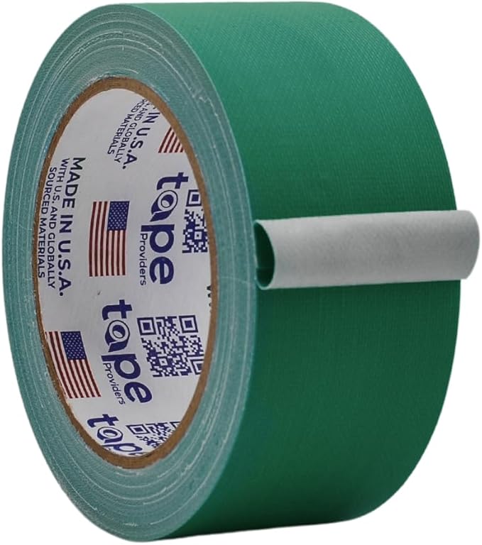 WOD GTC12 Gaffer Tape, Green Low Gloss Finish Film, 2 inch x 60 ft. Residue Free, Non Reflective Cloth Fabric, Secure Cords, Water Resistant, Photography, Filming Backdrop, Production