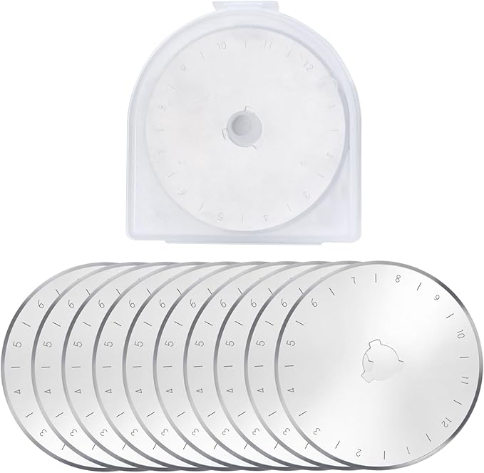 LEONTOOL 60MM Rotary Cutter Blades, 10 Pack Fabric Cutter Wheel, SK5 Sharp Replacement Rotary Blade Refill for Fiskars, Olfa, Quilting Scrapbooking Sewing Art Crafts Fabric Paper Leather Cutting Tool