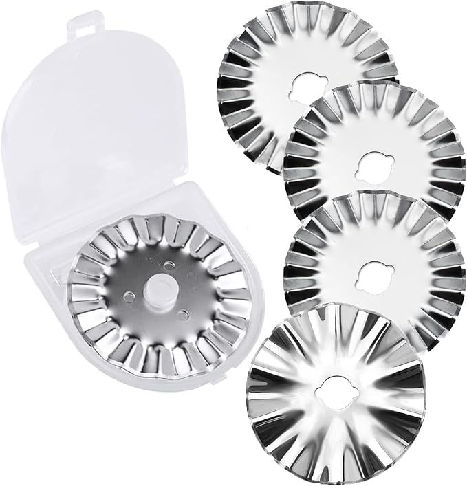 45mm Pinking Rotary Cutter Blades, Wavy Replacement Blades, Pinking Rotary Blades Refill 45mm,Fits Fiskars,OLFA,Fabric Cutting Blades Refill for Quilting Scrapbooking Sewing Arts &Crafts, 5-Pack