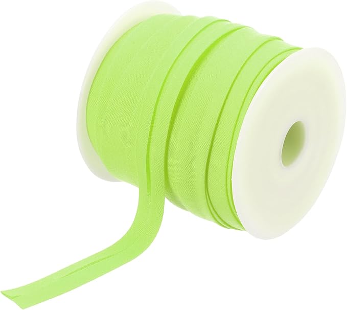 MECCANIXITY 1/2 Inch Single Fold Bias Tape Polyester Continuous Bulk Bias Tape for Sewing, Seaming Quilting Hemming Binding Crafts (Fluorescent Green 25 Yards)