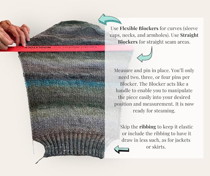 Leslye Solomon's Blocking Wires Kit - The Original Knitting & Crocheting Blockers kit, with Multiple Lengths, a neon Yardstick, 30 T-pins and Leslye's Blocking Facts and Instructions