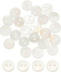 uxcell 60Pcs Natural Shell Buttons, 9mm 2-Hole Round Shell Craft Sewing Button, Decorative Accessories for Coats, Shirts, Clothing DIY Projects, White
