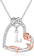 Iefil Christmas Gifts for Women Her - 925 Sterling Silver Heart Initial Necklaces, Anniversary Birthday Gifts, Women Jewelry Gift for Wife Girlfriend Mom Daughter Her