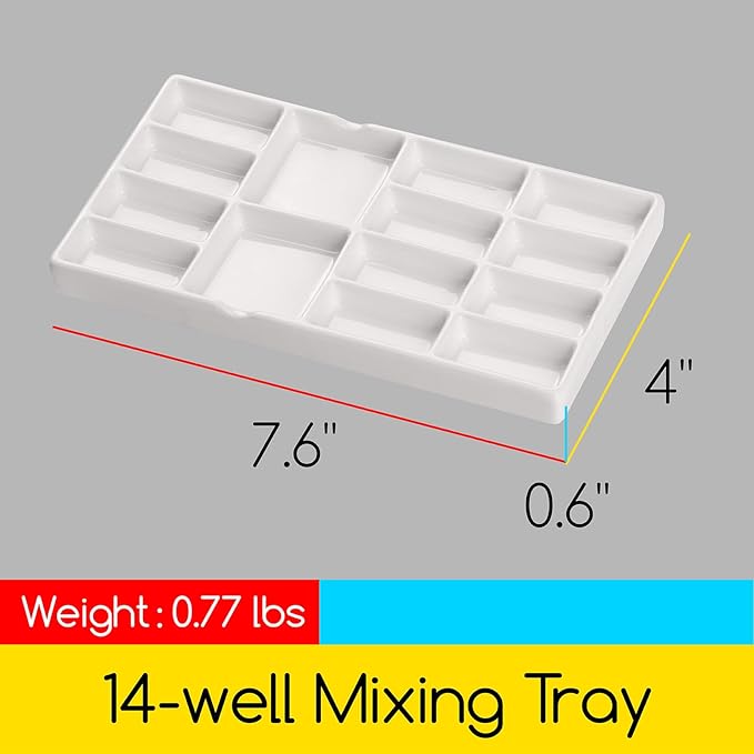 MEEDEN 14-Well Ceramic Paint Palette, Porcelain Watercolor Painting Palette, Porcelain Paint Tray, Ceramic Mixing Palette for Watercolor, Gouache, Acrylic Painting