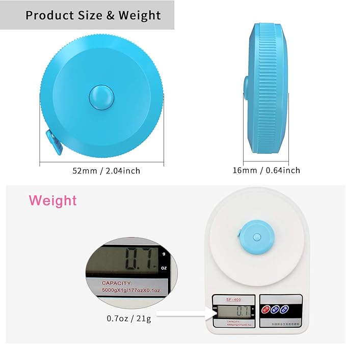 DiCUNO 60-Inch 1.5 Meter Soft and Retractable Tape Body Tailor Sewing Craft Cloth Dieting Measuring Tape (3 Pcs of Sky-Blue)