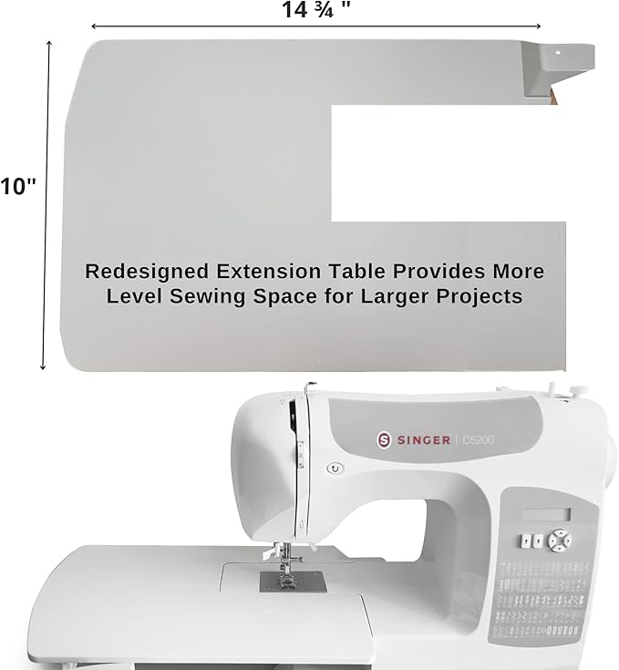 SINGER C5200 Computerized Sewing & Quilting Machine with Extension Table & Accessory Kit | 180 Stitch Applications, Touch Button Stitch Selection, LCD Screen, Full Metal Frame & 1-step Buttonhole