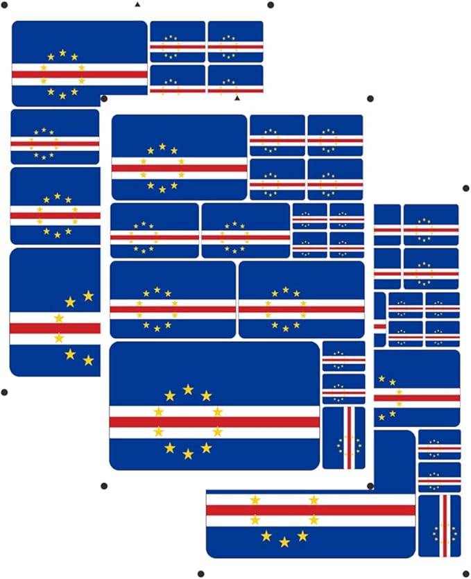 vmcoatdu Cape Verde Flag Laser Printing Sticker 3 Pcs Decal in Multiple Sizes Stickers (Blue Cape Verde)