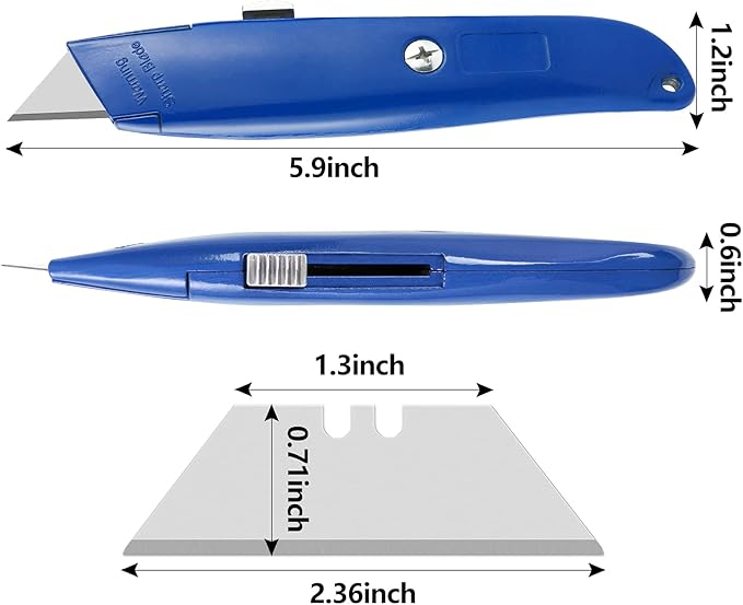 DIYSELF 2Pack Utility Knife Box Cutter Retractable Blade Heavy Duty PVC Pipe Cutter (Blue)