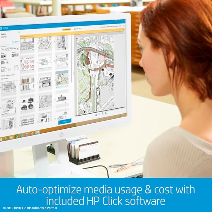 HP DesignJet T210 Large Format 24-inch Plotter Printer, for Easy Wide Format CAD & Poster Prints (8AG32D)