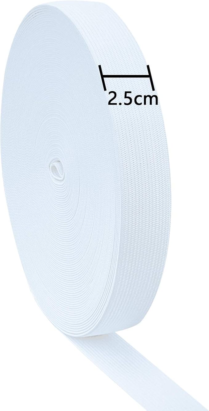 20 Yards Sewing Knit Stretch Elastic Band Spool, 1 inch Width (White)