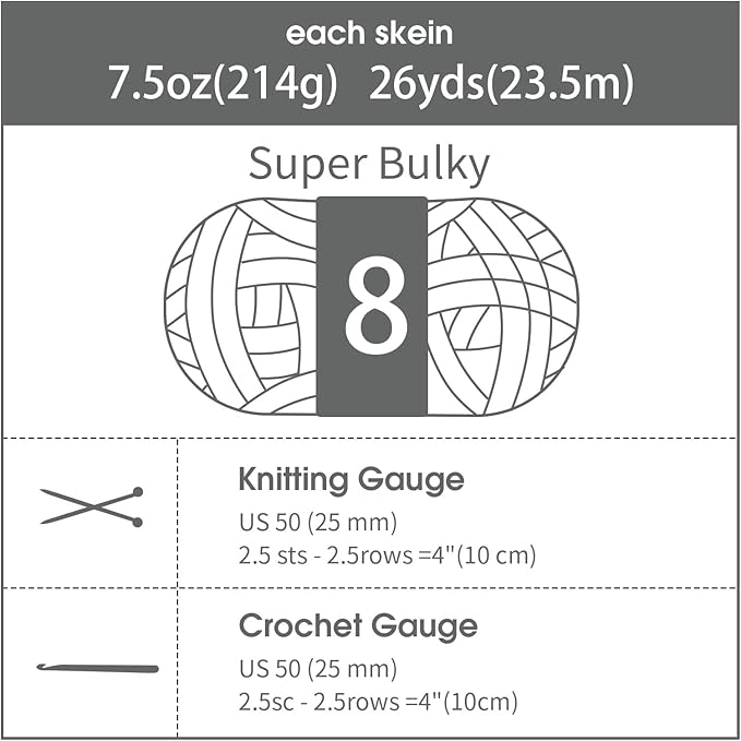 HOMBYS 12 Pack Giant Chunky Yarn for Crocheting & Knitting, Super Bulky Soft Fluffy Tie Dye Plush Fuzzy Mixed Color Thick Chenille Yarn (Black, White, Grey)