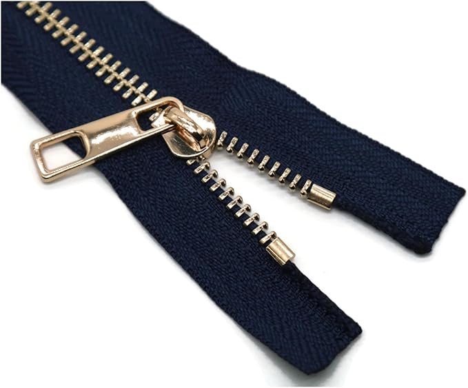 #5 Gold Metal Zipper - 50+ Colors - 3 PCS - (4-14 inches) Sizes - Luxury Lightweight Handcraft Metal Zippers with pulls for Purses Bags Pockets Shoes Sewing & Crafts DIY ZP02434