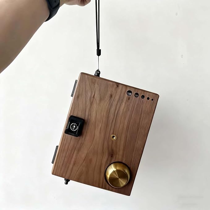 27 Grid Crossbody Portable Watercolor Palette Box, Black Walnut Wooden Travel Mini Paint Box with Adjustable Shoulder Strap, Watercolor Easel, Metal Clips for Painters and Artists