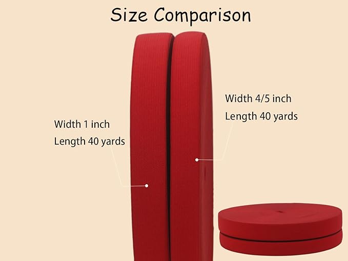 Red Knit Elastic Band for Sewing 3/4 inch 20mm-40 Yards Flat High Elasticity Straps-Wide Stretchy Knit Elastic Bands for Pants-Waistband-Wigs-Bedspread-DIY Crafts