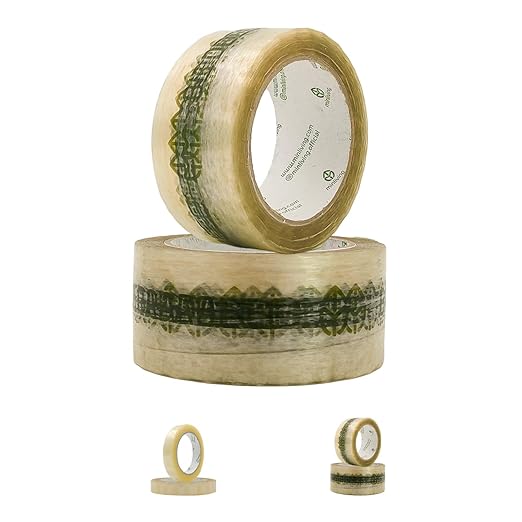 Biodegradable Packing Tape | Plant-Based Cellulose Packaging Tape | Heavy Duty All-Purpose Adhesive for Shipping, Moving, Office, Crafts | Easy-Tear, Low-Noise, Clear - 3pk 1.93 in x 70 yds