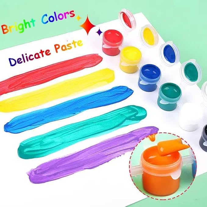 Mini Acrylic Paint Set,12 Color Acrylic Paint Strips with 60 Pcs Painting Brushes for Kids&Adults, 420 PCS Kids Paint Set Container Strips Storage for Home Classroom Party Favors Christmas Gifts