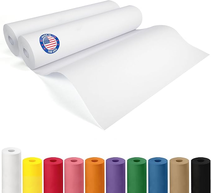 12" x 1200" (100 ft) Extra White Offset Kraft Paper Roll, 2-Pack – USA-Made 50lb Premium Eco Paper, Brighter-Than-Standard White – Ideal for Arts & Crafts, School Projects, Wrapping by IDL Packaging