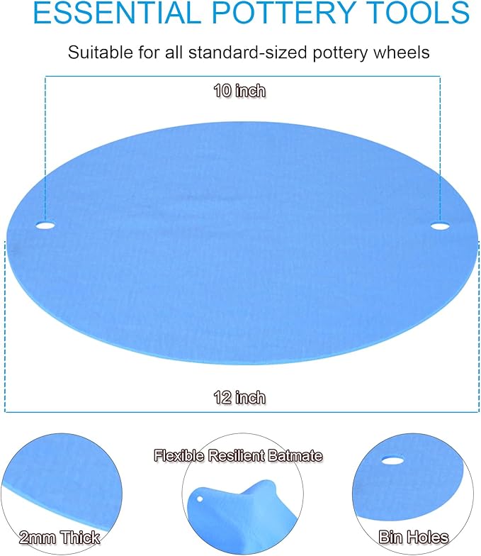 12 inch BatMate for Pottery and Ceramics, LEOLIO Upgraded Round Clay Throwing Cloth for Making Pottery Ceramics, Pottery Machine Accessories (Blue)