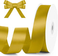 KMER LIFE 1 inch Wide x 50 Yards Golden Single Faced Polyester Satin Ribbon, Golden Satin Ribbon Perfect for Wedding Decor, Wreath, Crafts, Gift Wrapping & Other Projects (Golden)