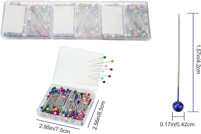 600Pcs Colorful Pearlized Sewing Pins for Fabric, 1.57inch Quilting Pin with 0.17inch Easy Grip Needle Bead, Multicolor with Sponge Holder, Straight Pins Sewing for Sewing Crafts Jewelry DIY