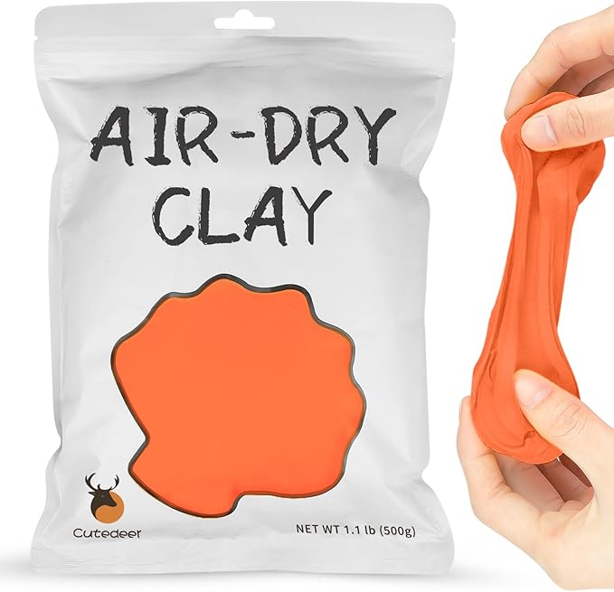 Cutedeer Orange Air Dry Clay, 1.1lb Foam Modeling Clay, Soft Squishy Molding for Kids Adults, Arts & Crafts Project Slime Supplies(1.1lb - 1 Pack, Orange)