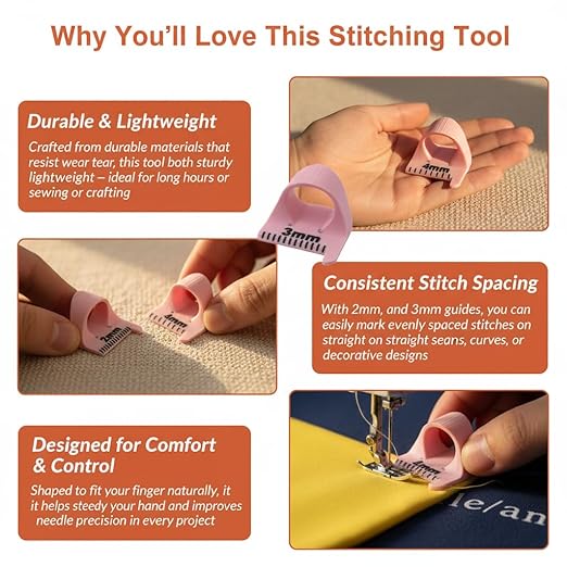 Edge Stitch Lock and Sewing Gauge-Sewing Gauge-Edge Sewing Lockranding Tool-Needle Gauge Quilting Ruler for Straight & Curved Seams for Beginners,Professional Sewers - 2/3/4 Mm, 3 Pcs,Plastic (Pink)